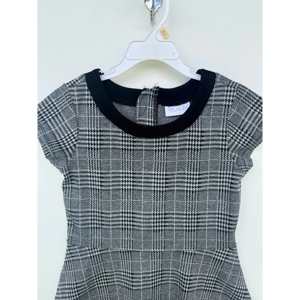 The Children's Place Girls Houndstooth Plaid Fit & Flare Dress Size 10 - Picture 3 of 8